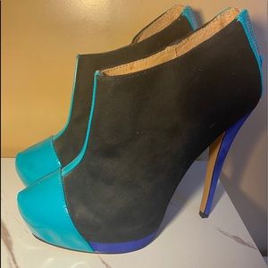 Aldo Multi Colored Black Heeled Bootie